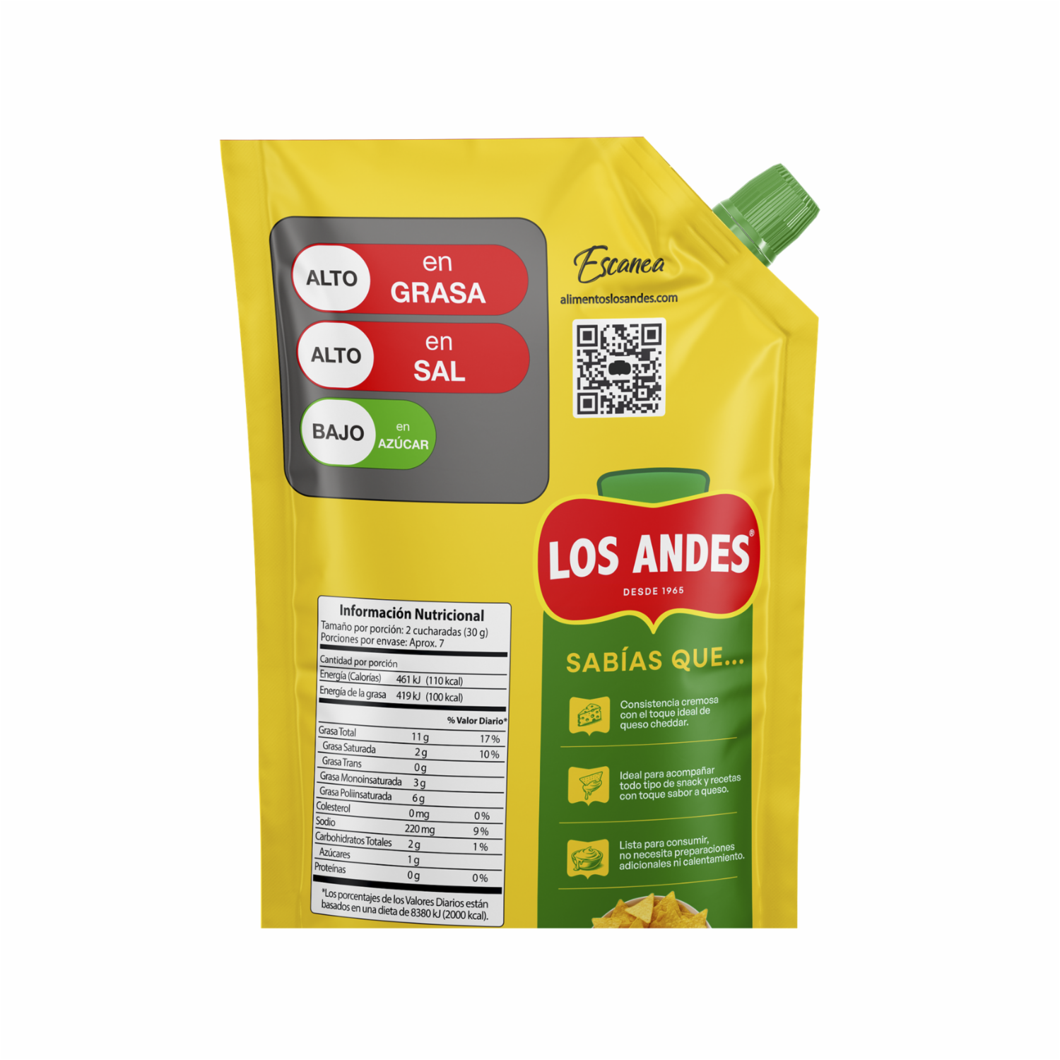 Salsa De Queso Cheddar LOS ANDES DoyPack 200 G