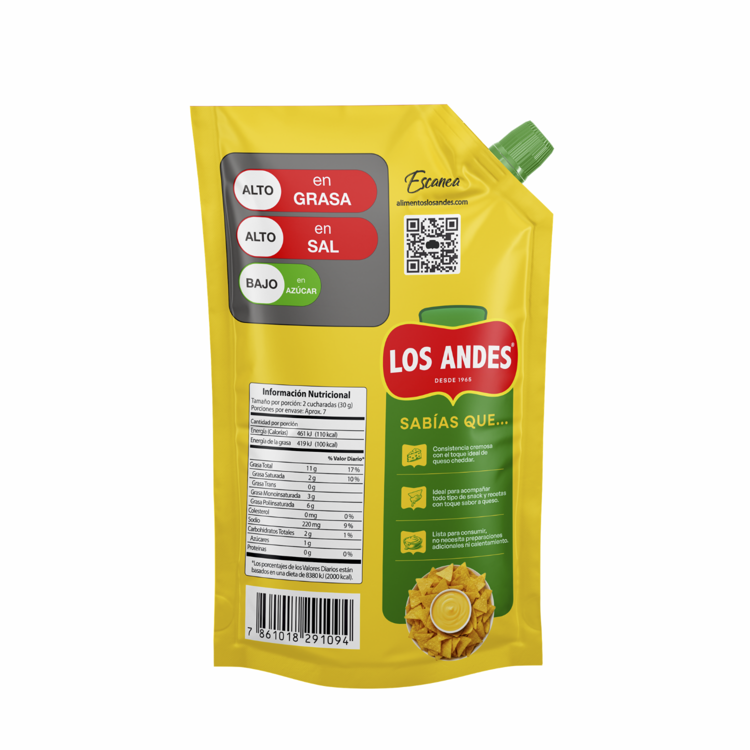 Salsa De Queso Cheddar LOS ANDES DoyPack 200 G