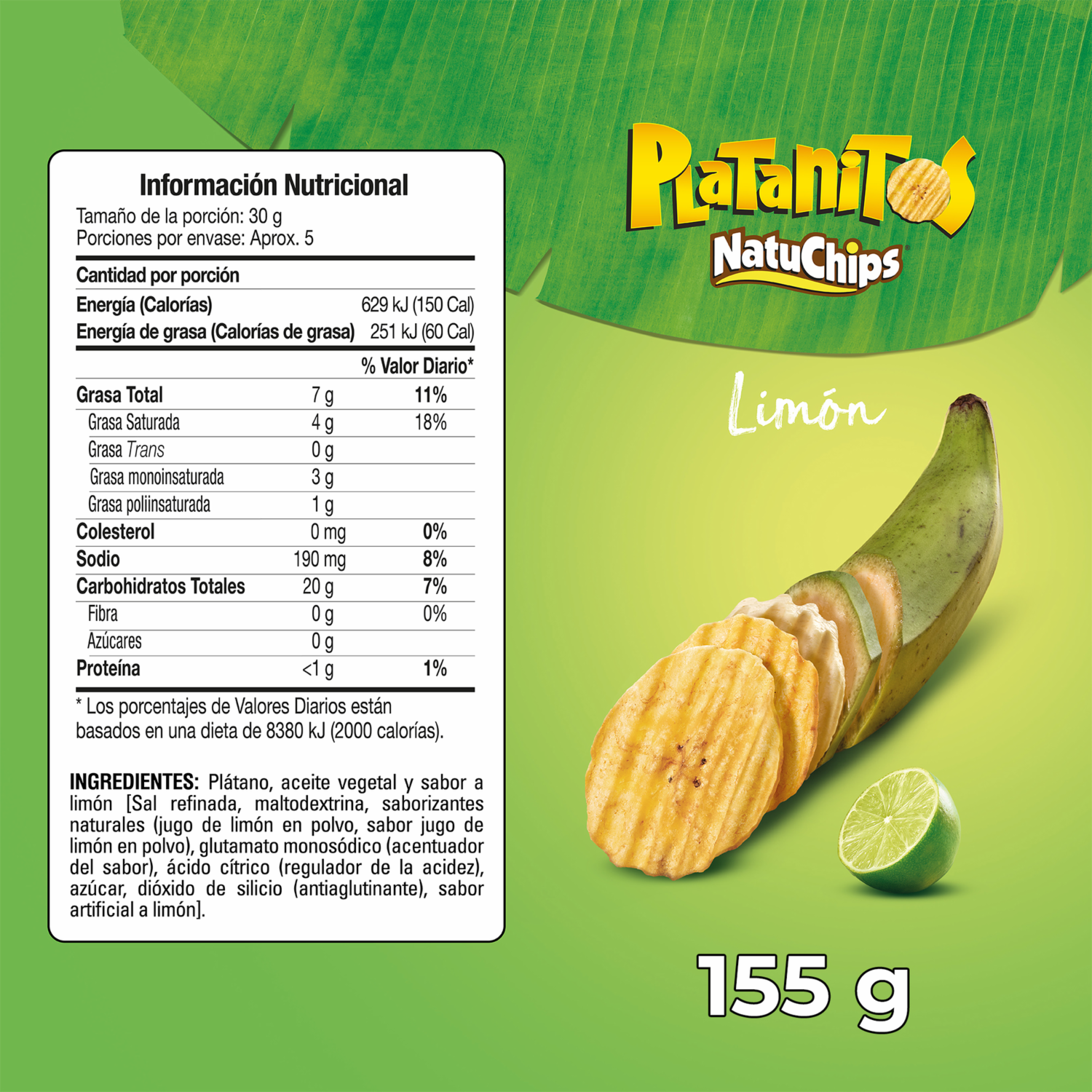 Platanitos Sabor A Limón NATUCHIPS 155 G