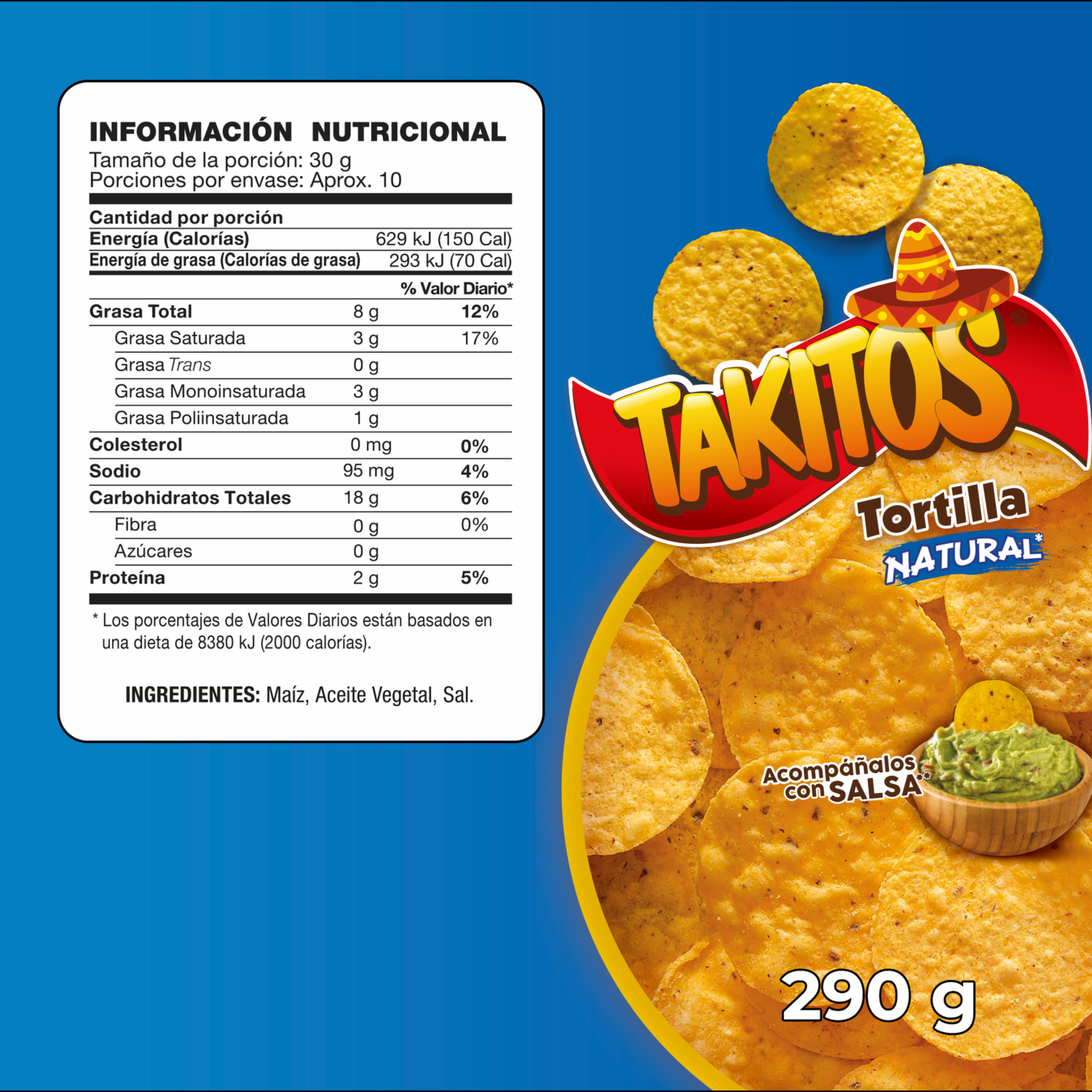 Tortitas De Maíz Amarillo Naturales TAKITOS 290 G