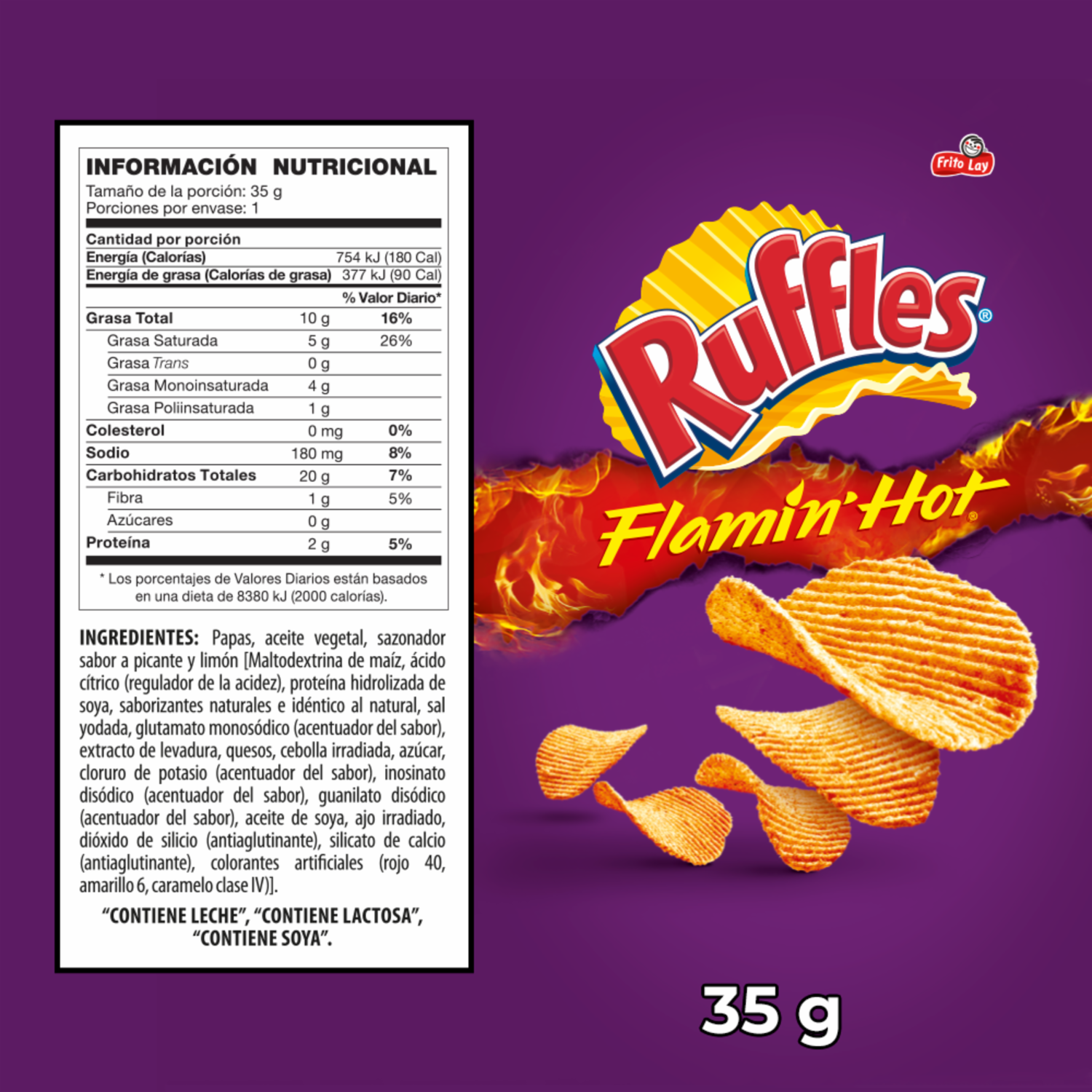 Papas Fritas Sabor Flamin Hot RUFFLES 35 G