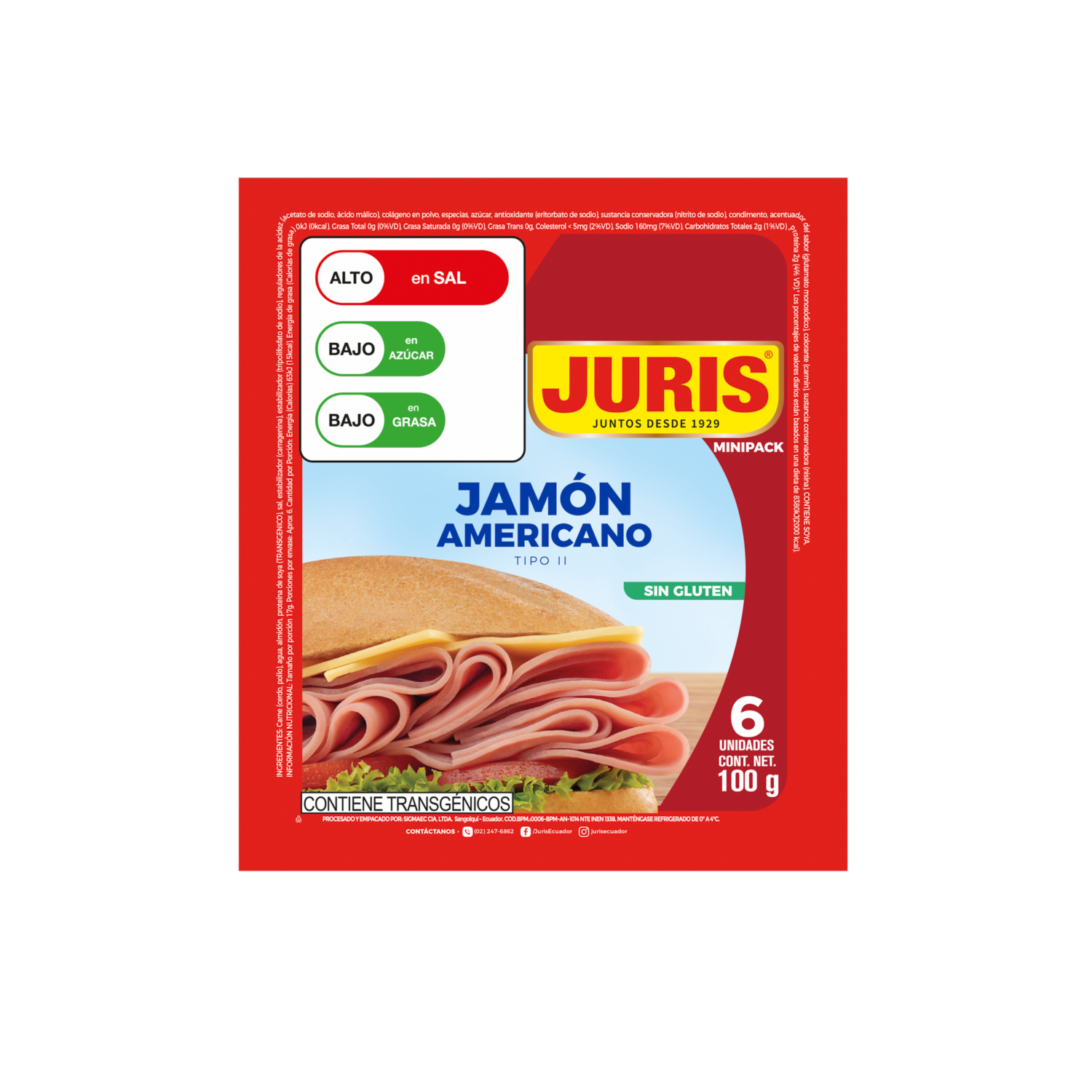 Jamón Americano Tipo II JURIS Mini Pack 100 G
