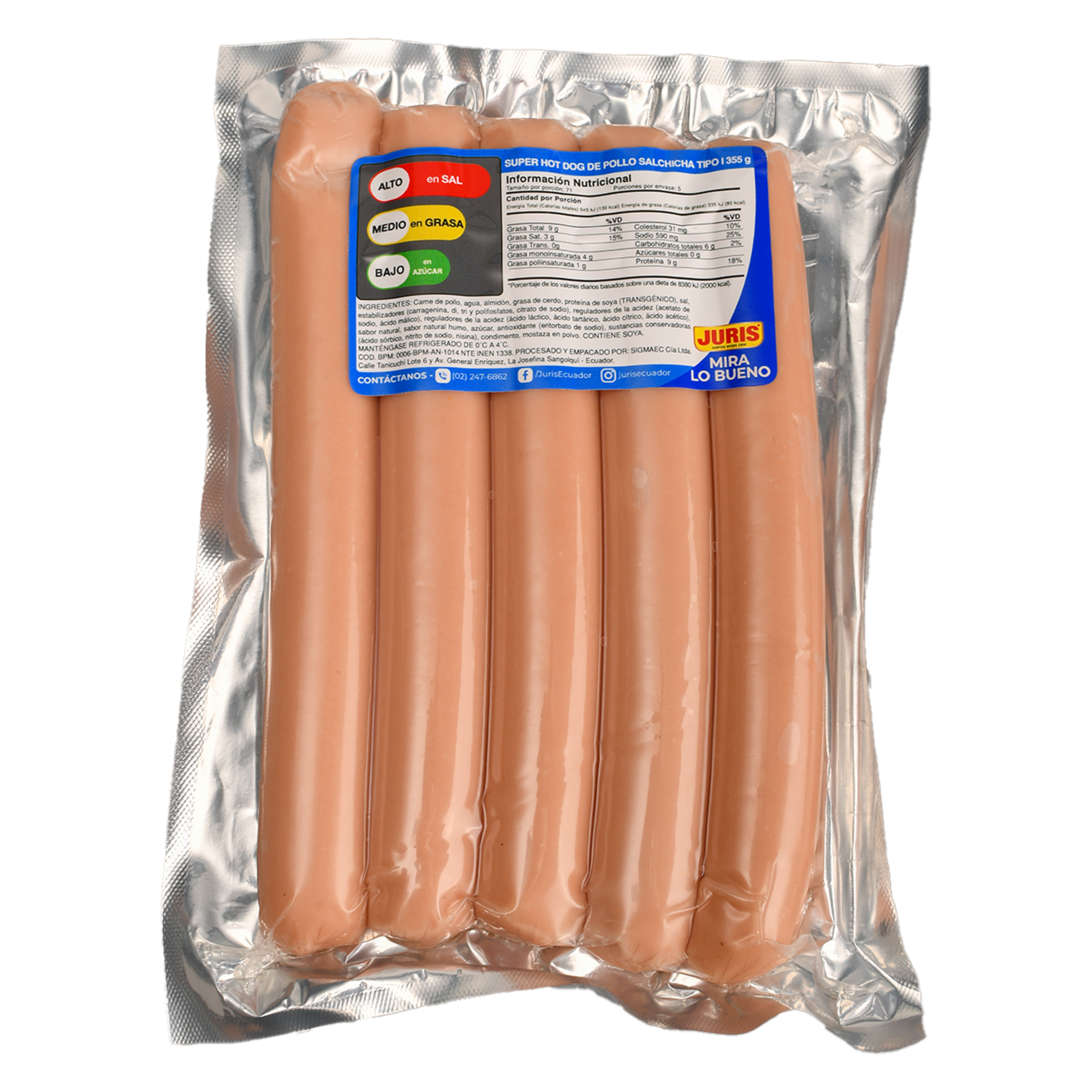 Salchichas De Pollo Super Hot Dog JURIS 355 G