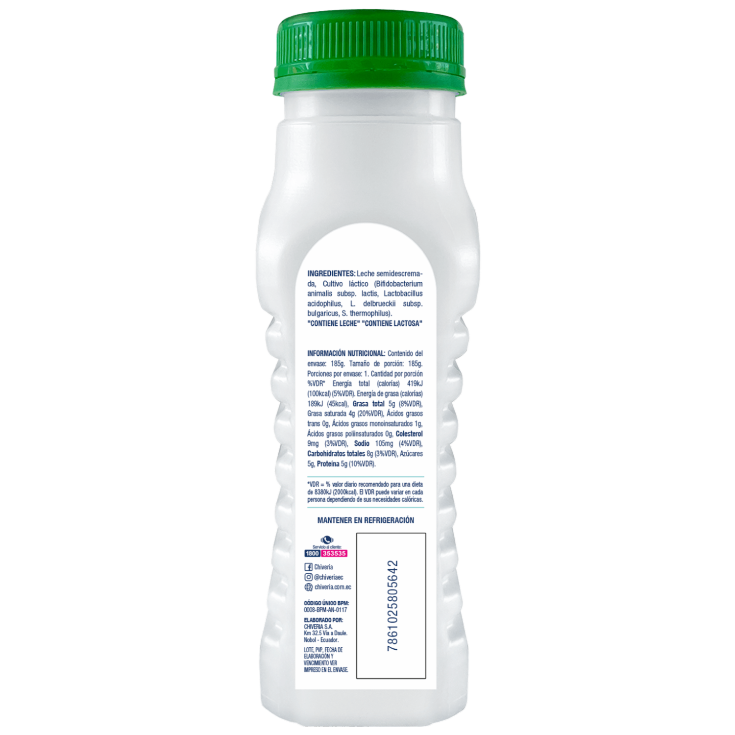 Yogurt Semidescremado 100% Natural Sin Azúcar CHIVERIA 185 G