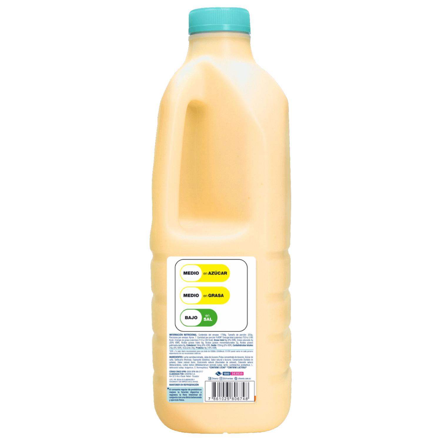 Yogurt Semidescremado Con Pulpa De Durazno CHIVERIA 1700 G