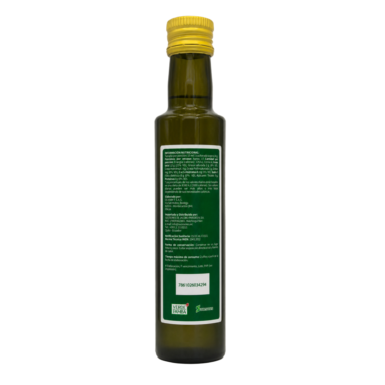 Aceite De Oliva Extra Virgen VERDE PAMBA 250 Ml