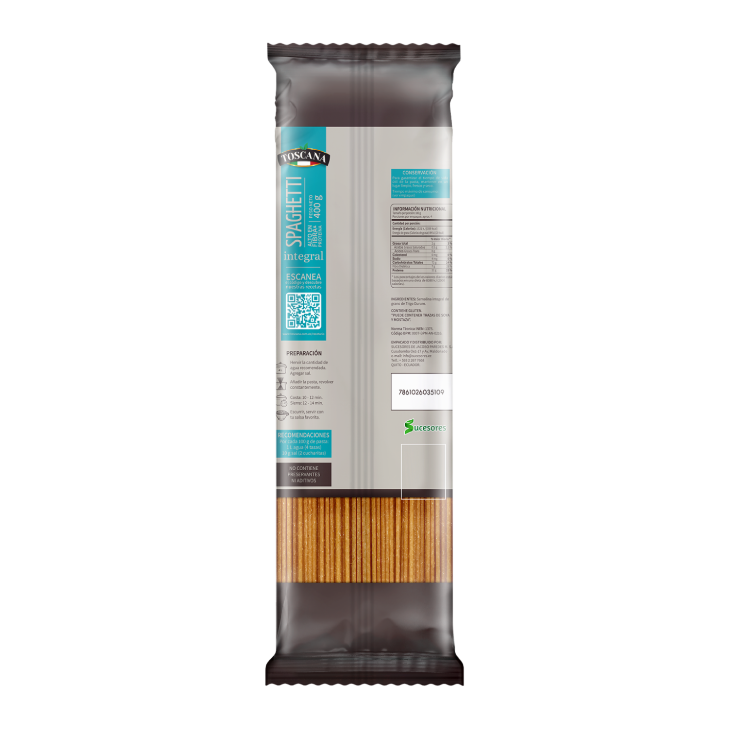 Fideo Integral Spaghetti TOSCANA 400 G