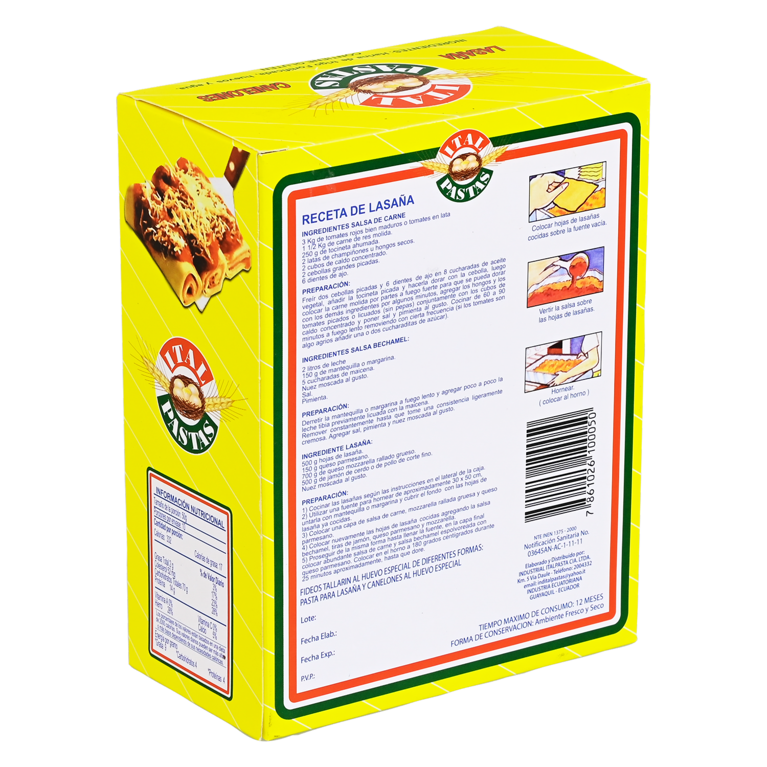 Pastas De Lasaña ITAL PASTAS 500 G