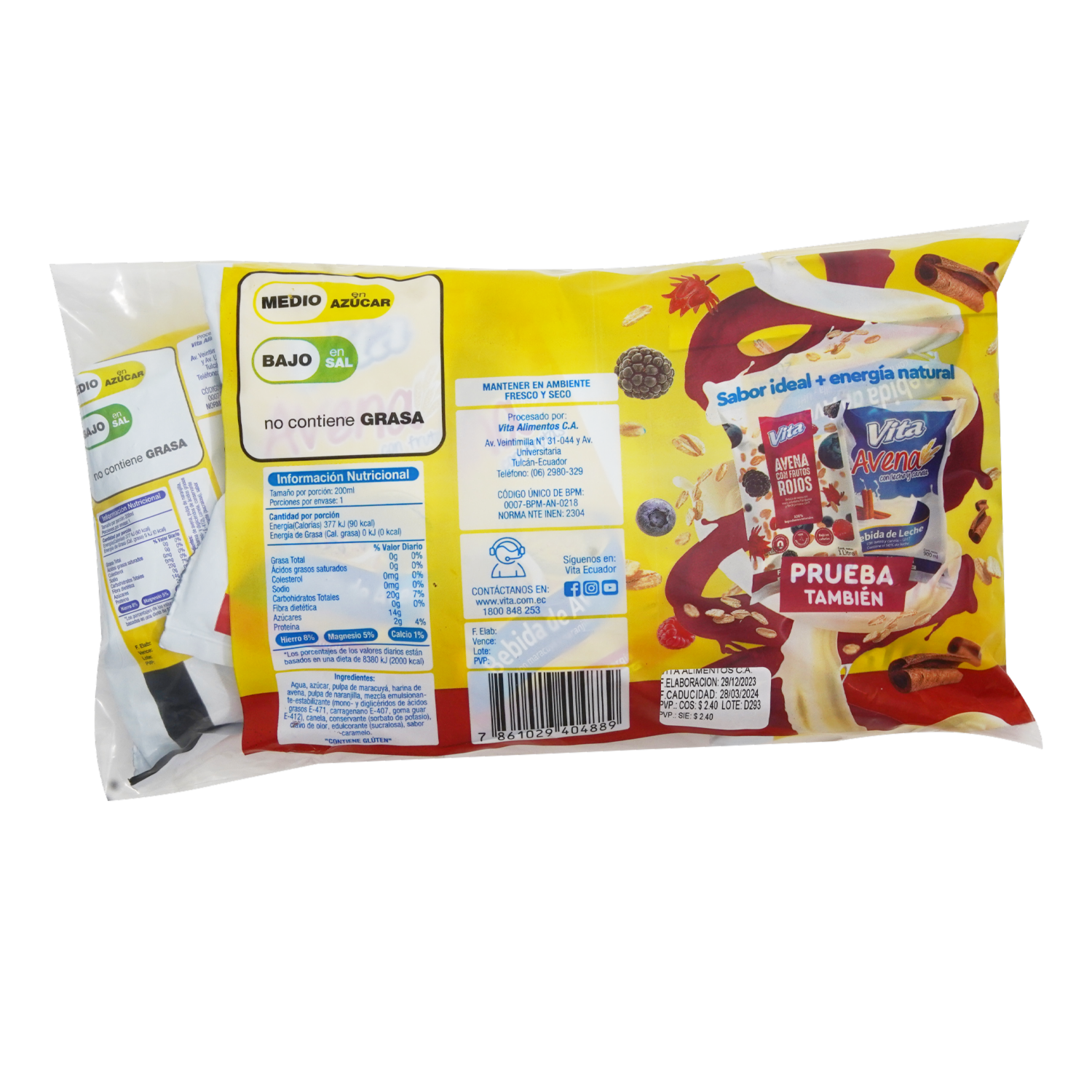 Bebida De Avena Con Frutas VITA 6 X 200 Ml