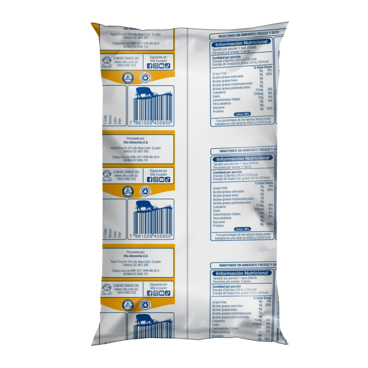 Leche Deslactosada Tetrafino VITA 900 Ml