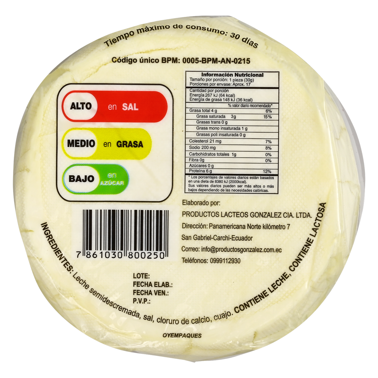 Queso Fresco Cayambe GONZALEZ 500 G