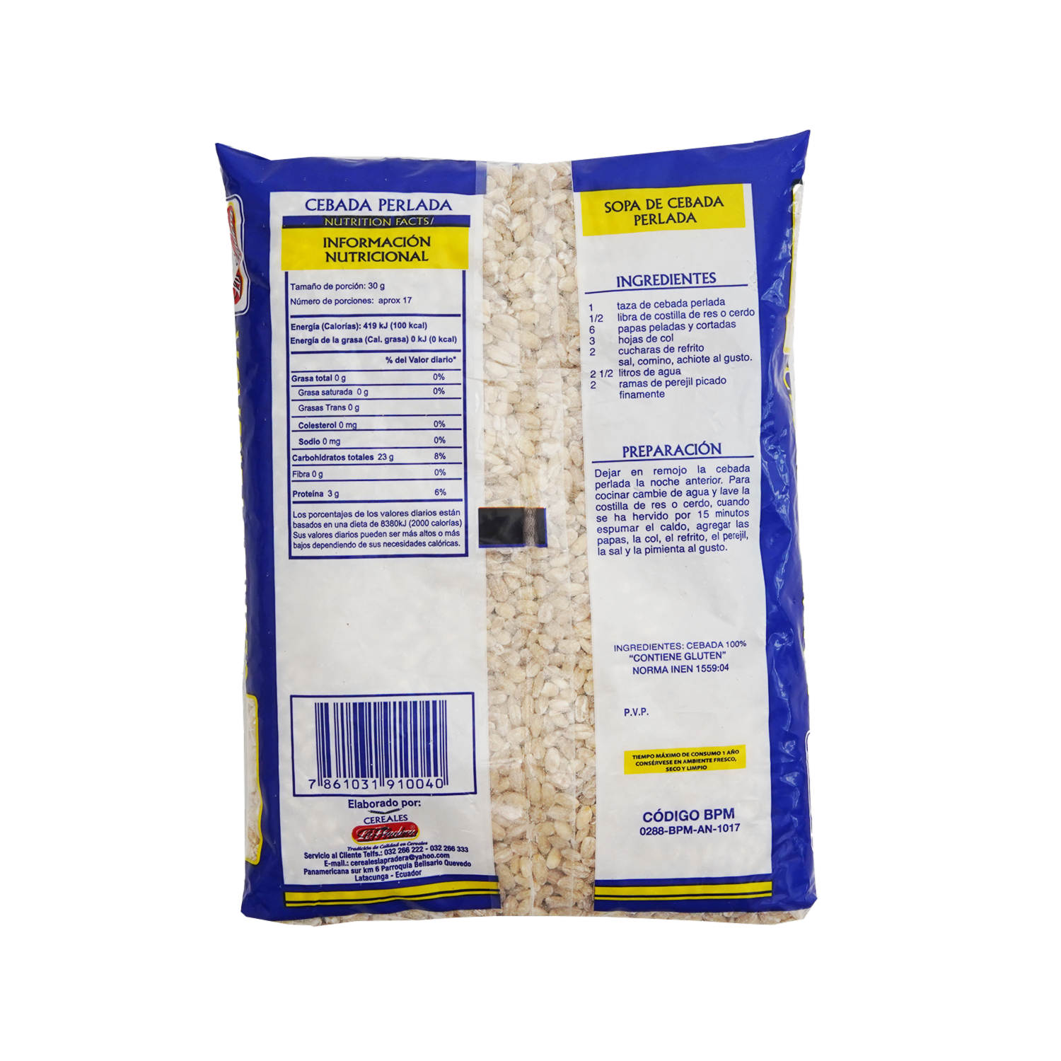Cebada Perla Empacada LA PRADERA 500 G