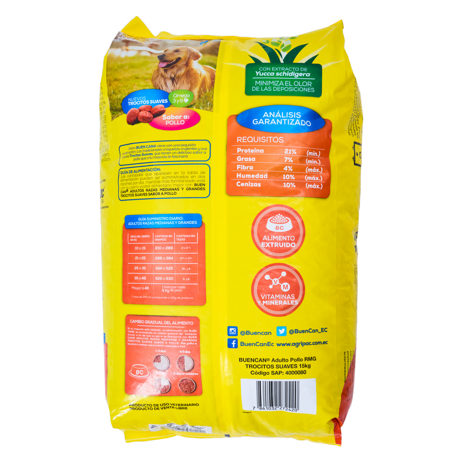 Alimento Para Perros Adultos Razas Medianas Y Grandes Sabor A Pollo BUEN CAN 15 Kg