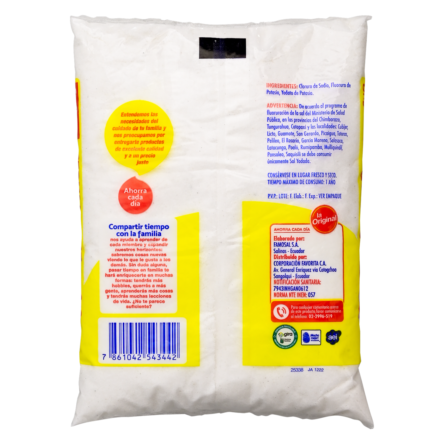 Sal De Mesa Yodada Y Fluorada LA ORIGINAL 500G