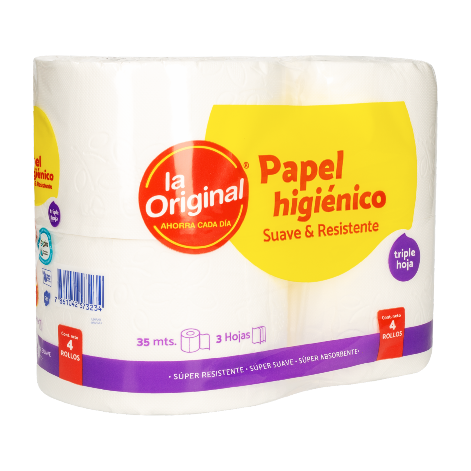 Papel Higiénico Triple Hoja Suave Y Resistente LA ORIGINAL 4 Rollos