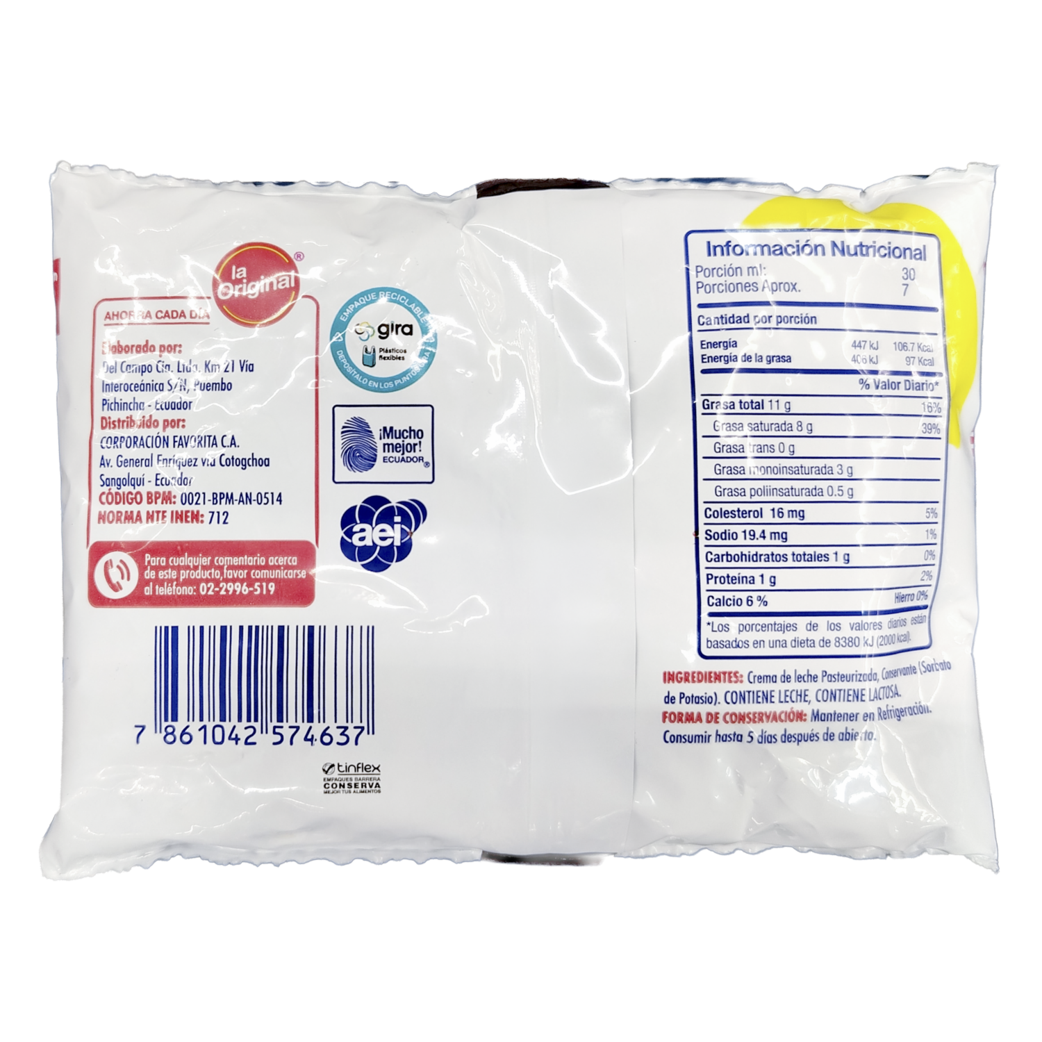 Crema De Leche Tradicional LA ORIGINAL 200 G
