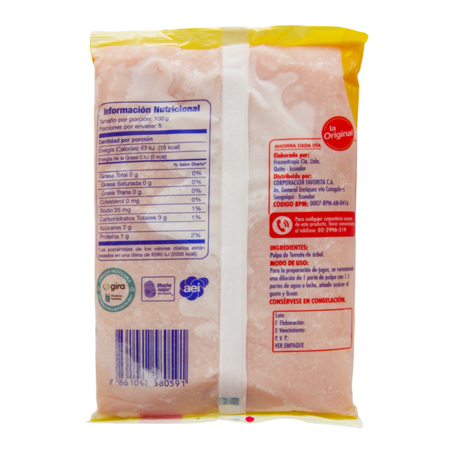 Pulpa De Tomate De Árbol LA ORIGINAL 500 G