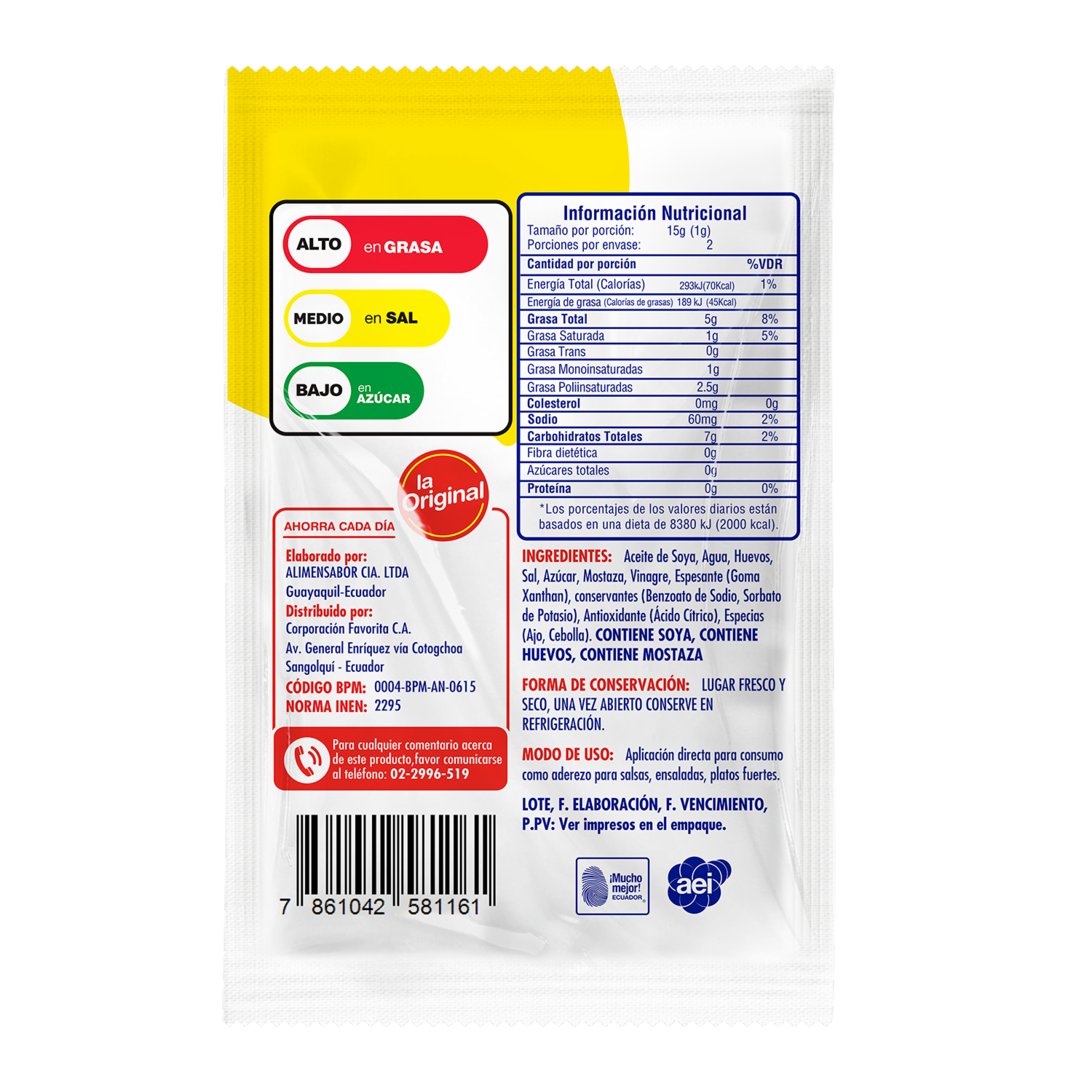 Mayonesa Casera LA ORIGINAL 30 G