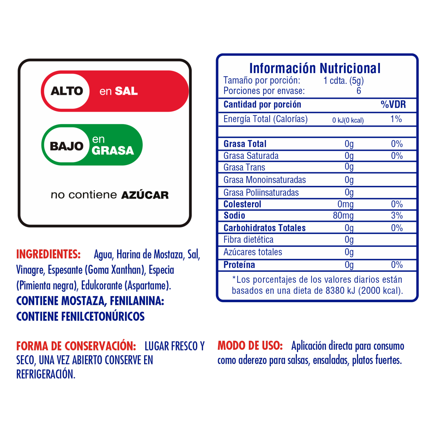 Mostaza Receta Clásica LA ORIGINAL 30 G