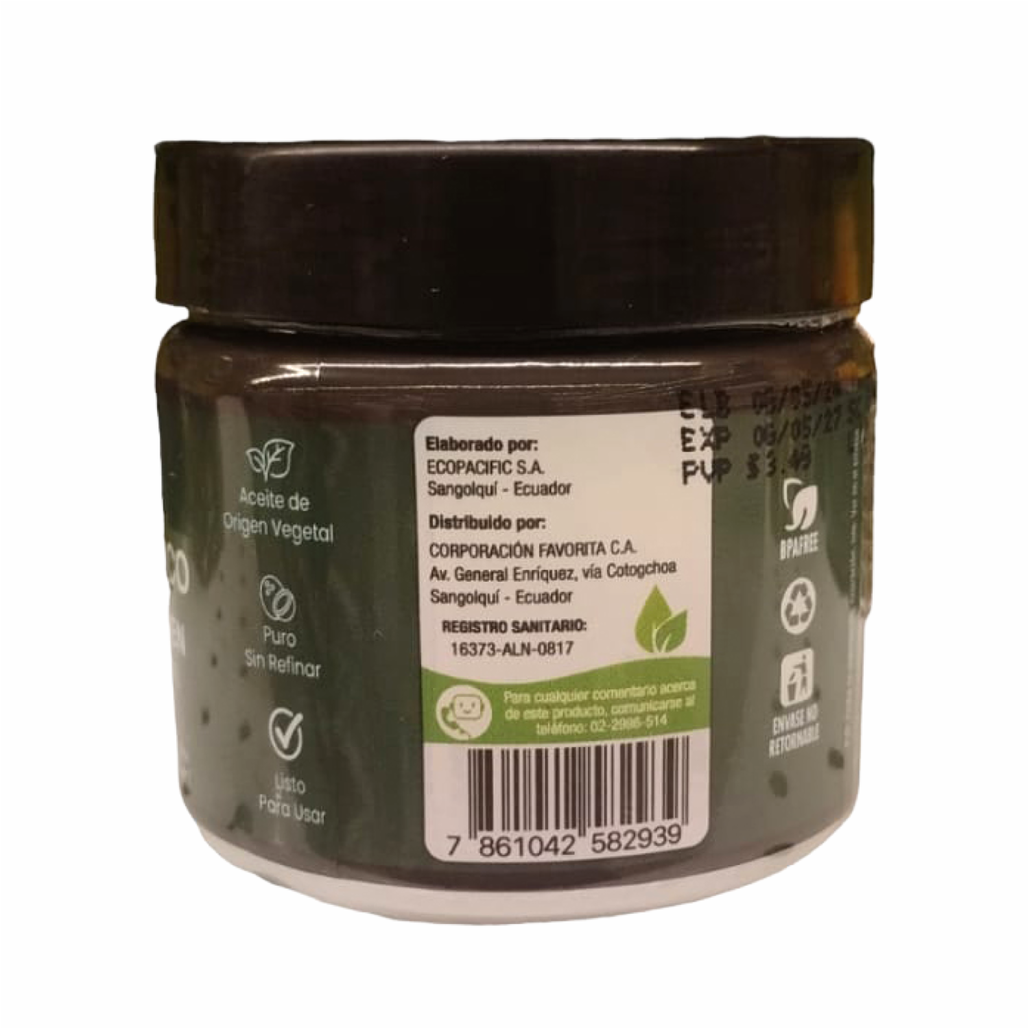 Aceite De Coco 100% Extra Virgen Prensado En Frío EL ARTESANAL 120 Ml