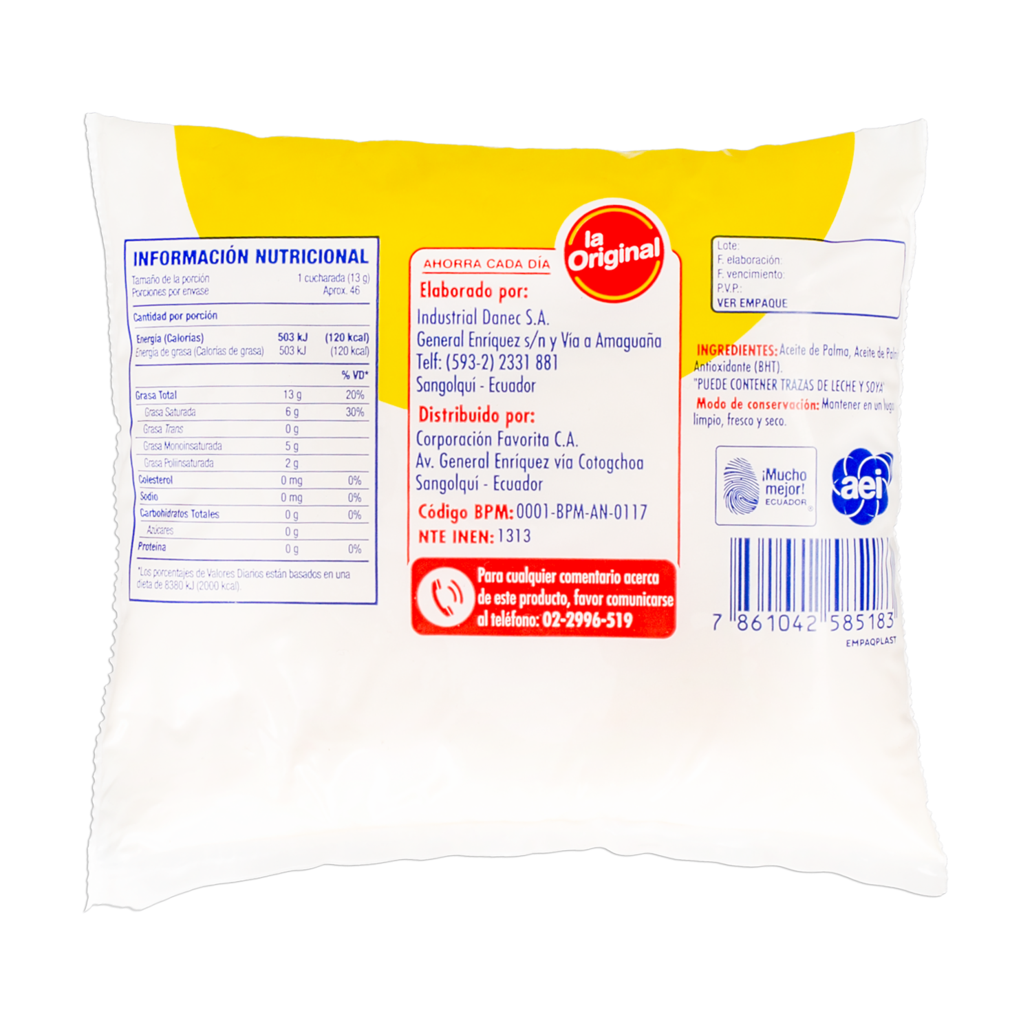 Manteca Vegetal LA ORIGINAL 600 G