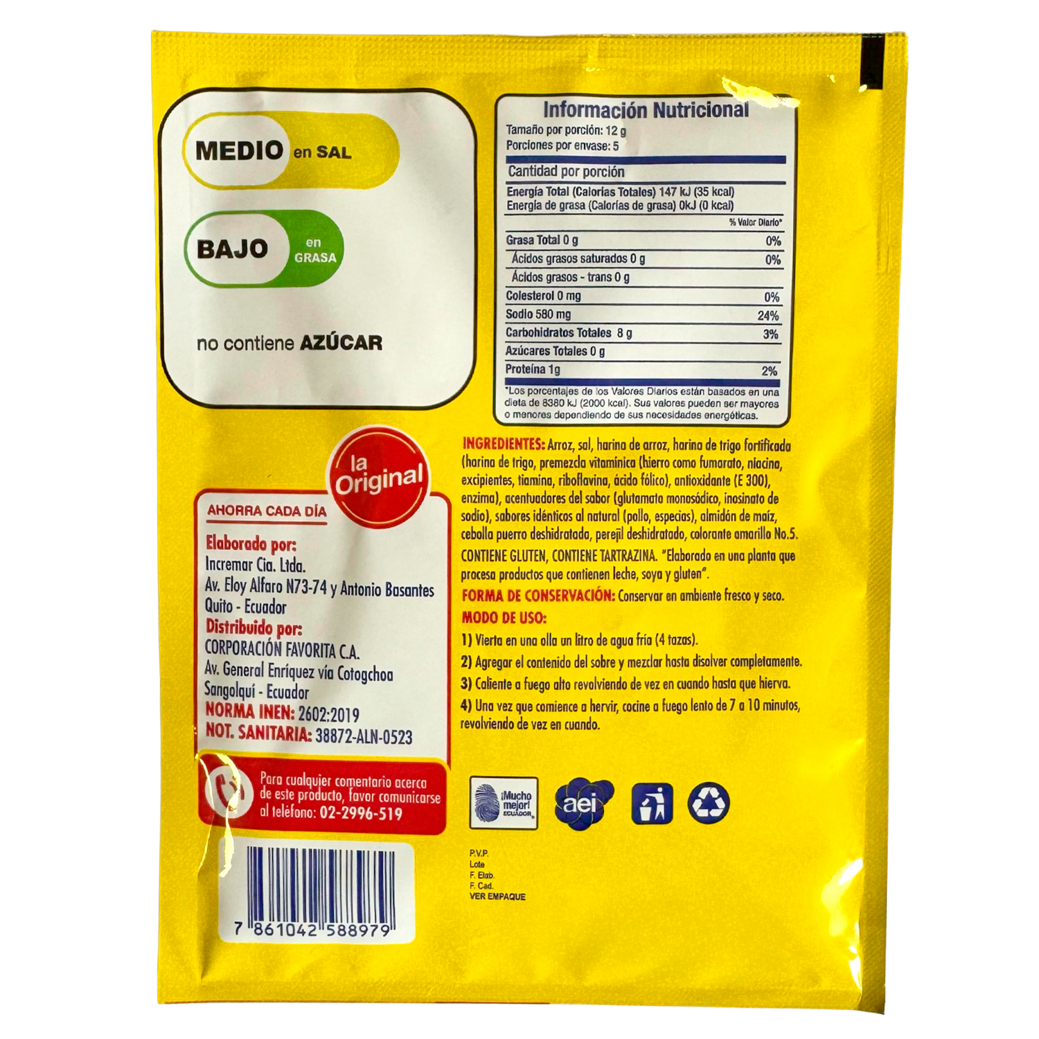 Sopa Instantánea De Arroz Con Pollo LA ORIGINAL 60 G