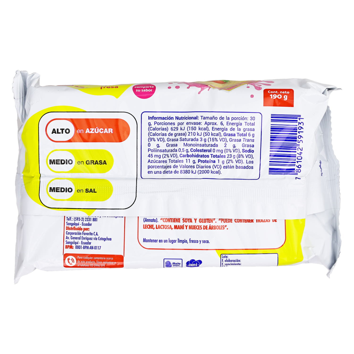 Galletas Dulces Waffer De Fresa LA ORIGINAL 190 G