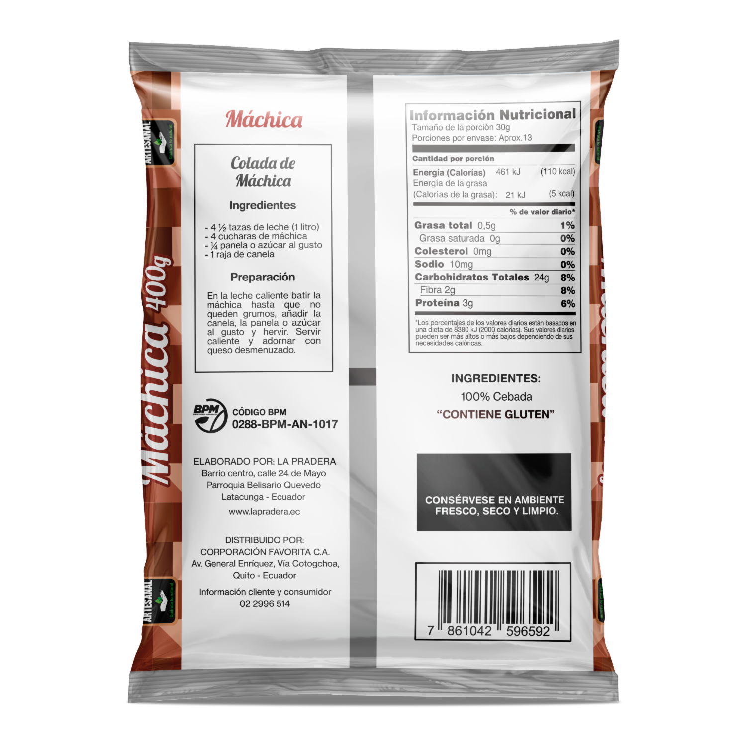 Máchica Integral De Cebada Tostada EL ARTESANAL 400 G