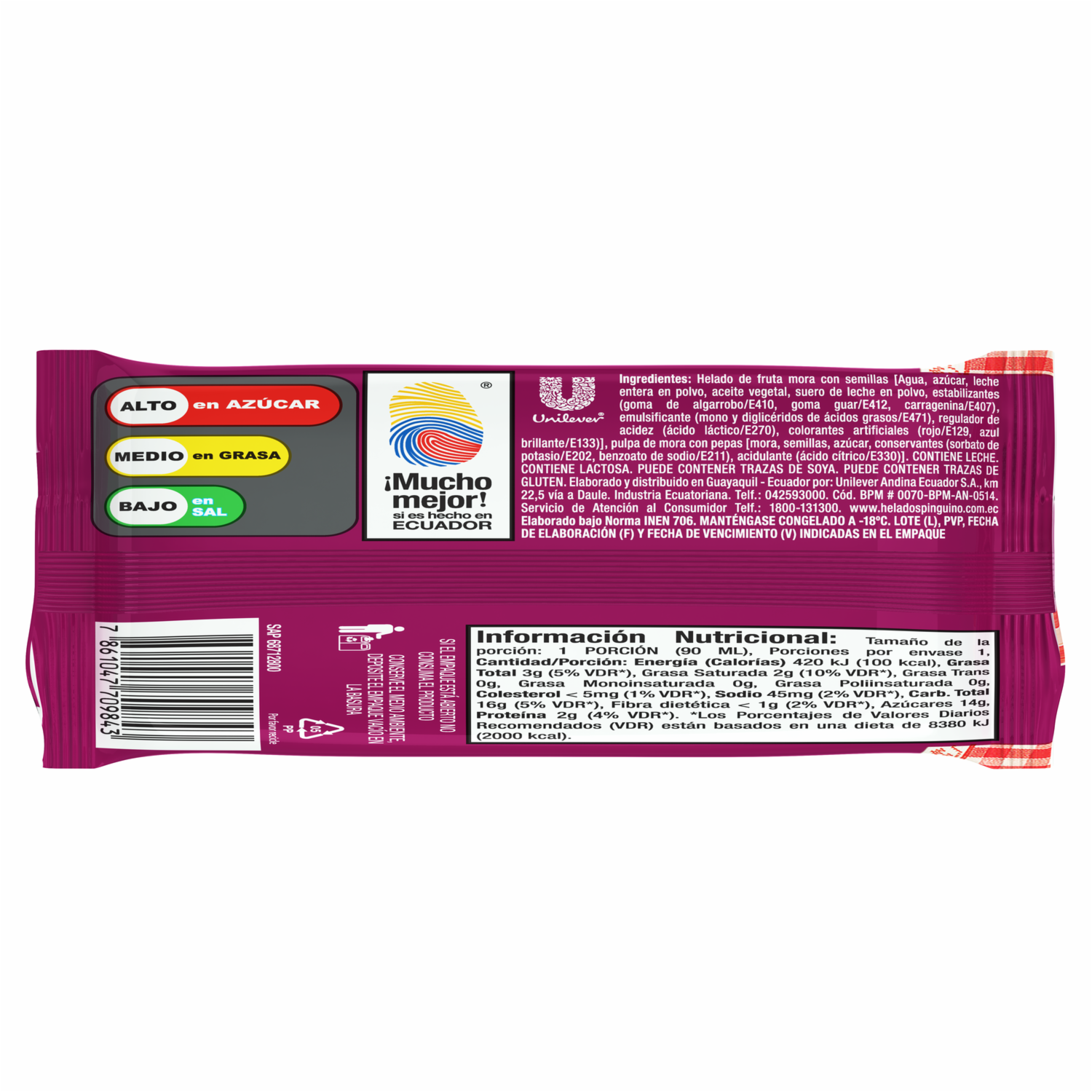 Helado Casero De Mora PINGÜINO 90 Ml