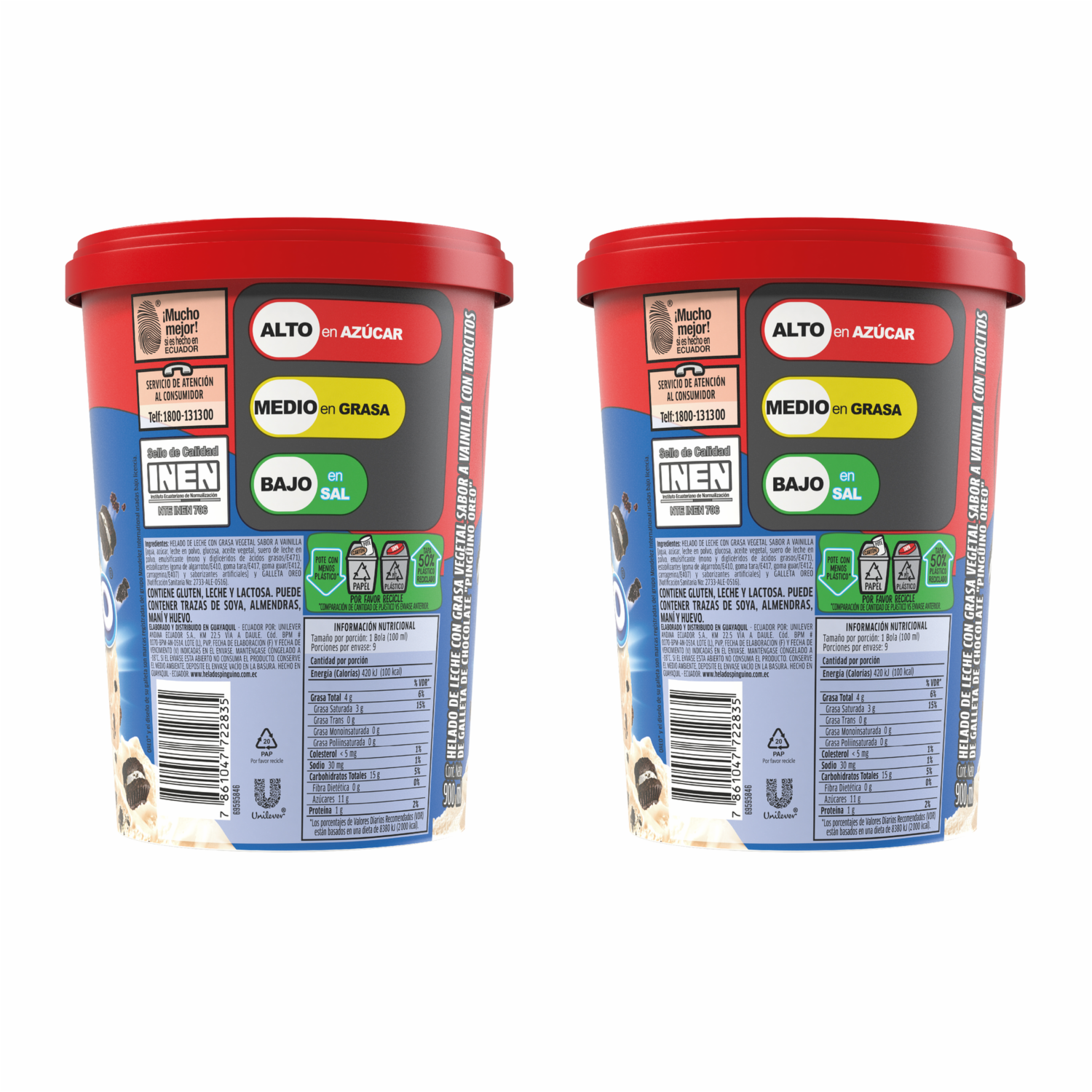 Helado Oreo PINGÜINO 2 Uds X 900 Ml