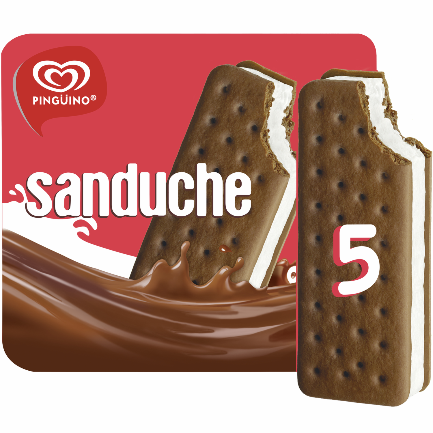 Helado Sánduche Vainilla PINGÜINO 5 Uds X 135 Ml
