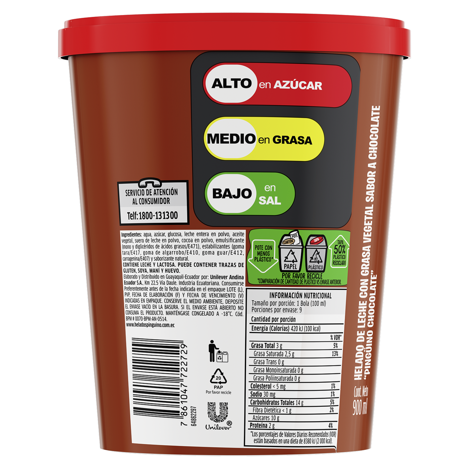 Helado Cremossito Chocolate PINGÜINO 900 Ml