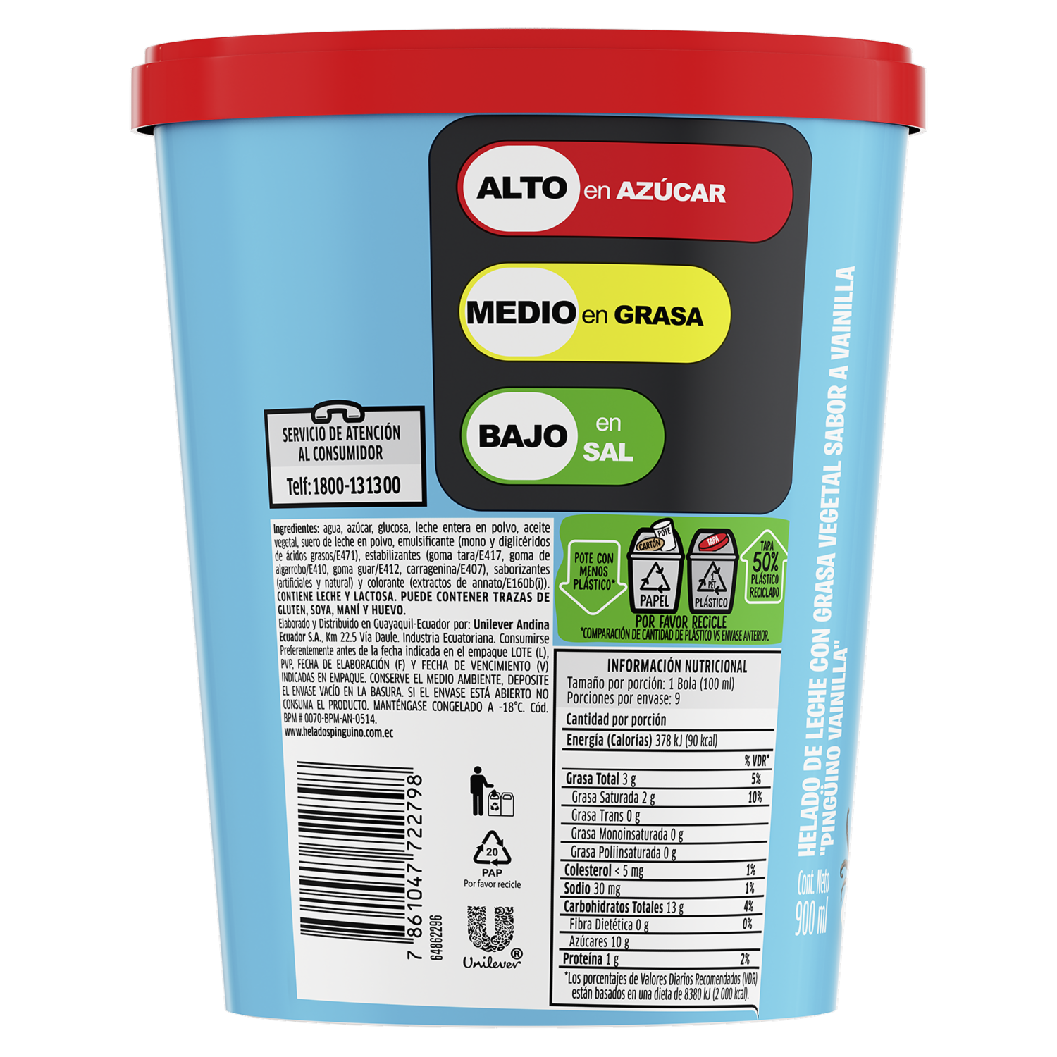 Helado Cremossito Vainilla PINGÜINO 900 Ml