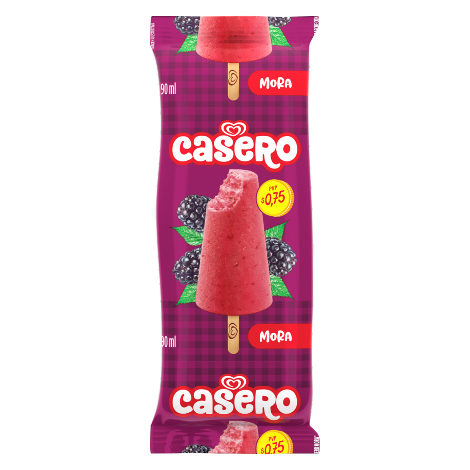 Helado Casero Paleta De Mora PINGÜINO 90 Ml