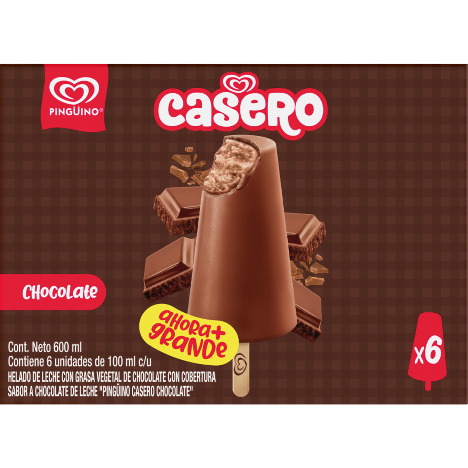 Helado Casero De Chocolate PINGÜINO 6 X100 Ml