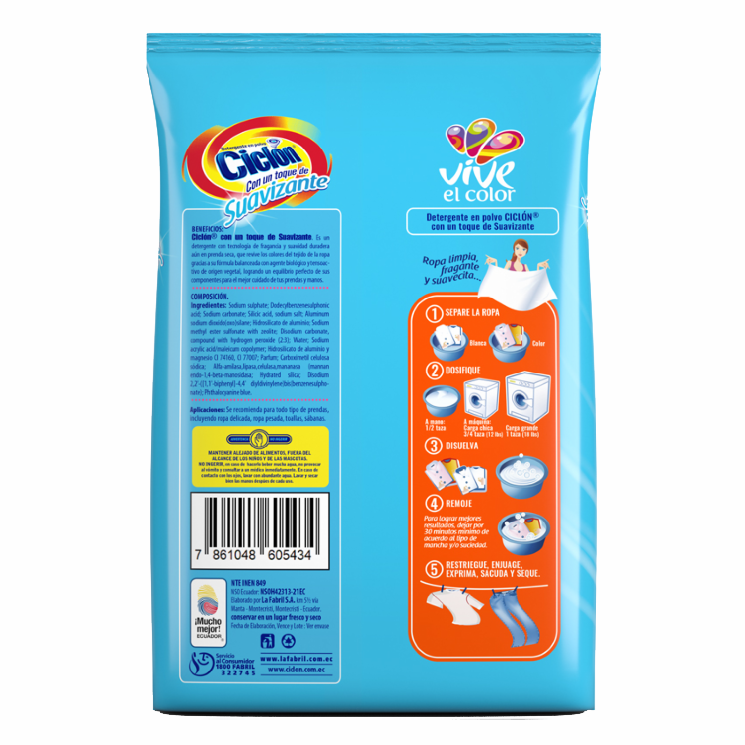 Detergente En Polvo Con Un Toque De Suavizante CICLÓN 1200 G