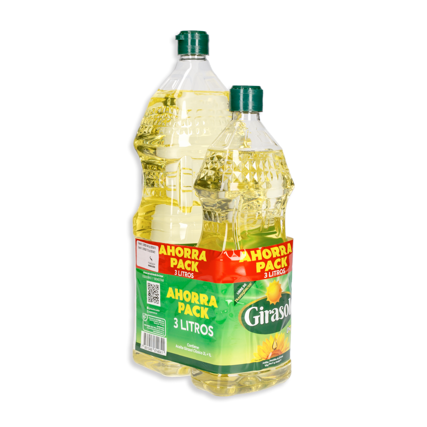 Aceite Comestible Vegetal Con Vitamina E Y Omega 6 GIRASOL Pack 2L + 1 L
