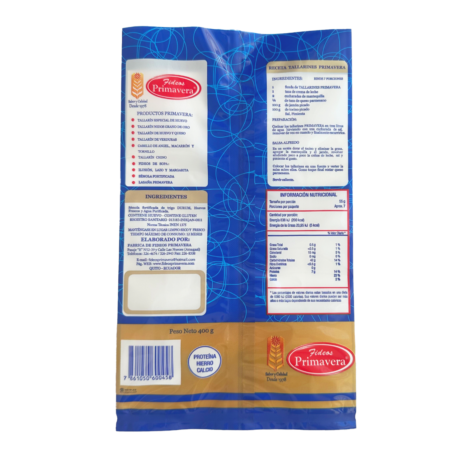 Tallarín Nidos Grano De Oro De Sémola De Trigo Durum FIDEOS Y TALLARINES PRIMAVERA 400 G