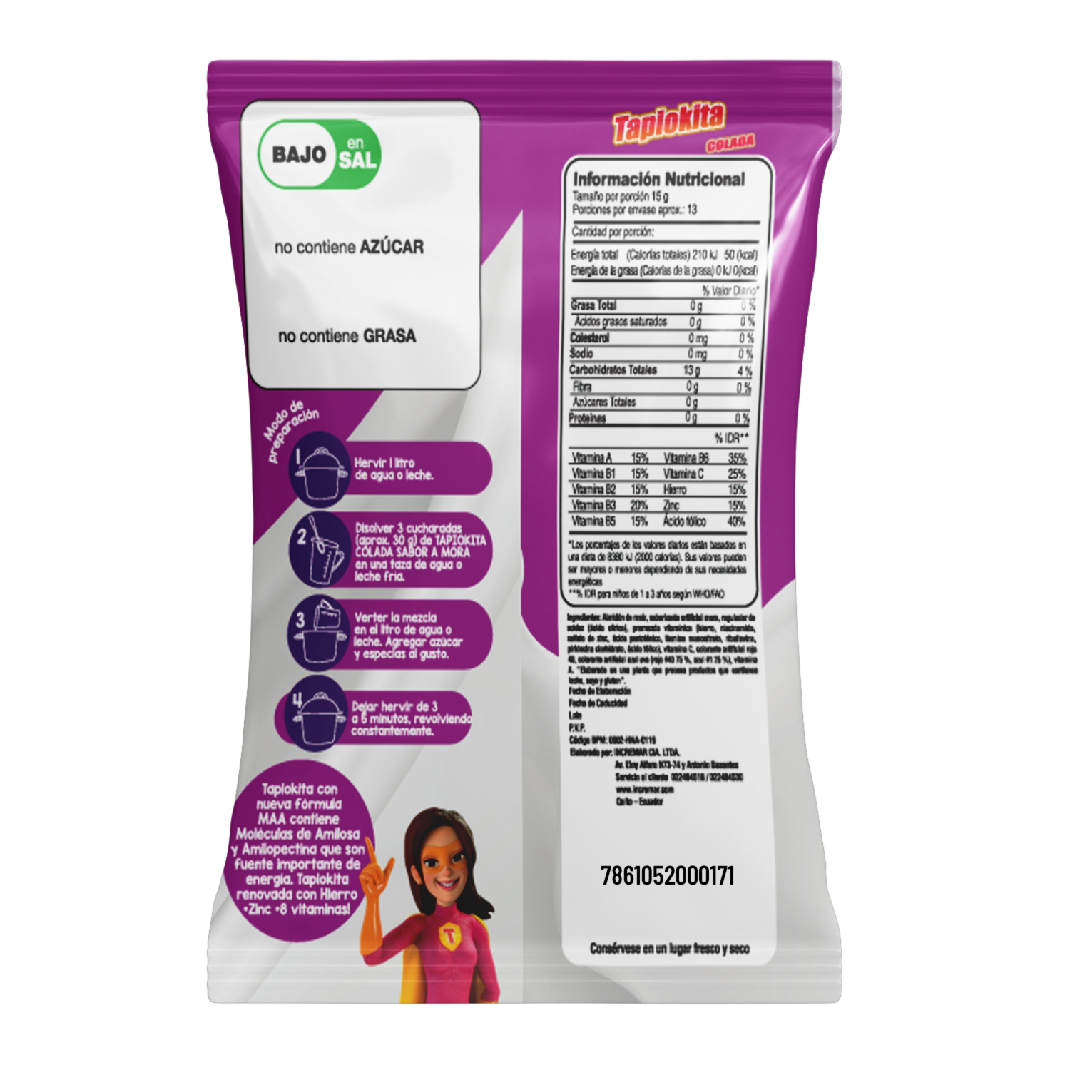 Colada Sabor Mora TAPIOKITA 200 G