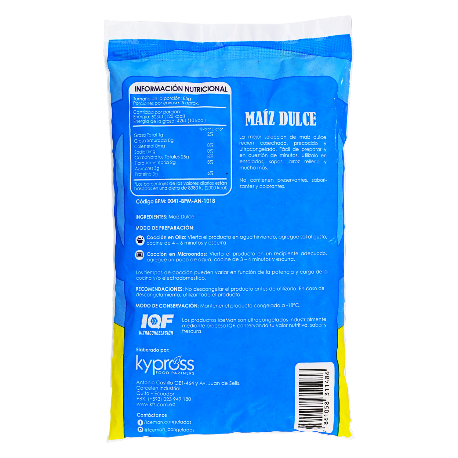 Maíz Dulce Ultracongelado FOODY 400 G