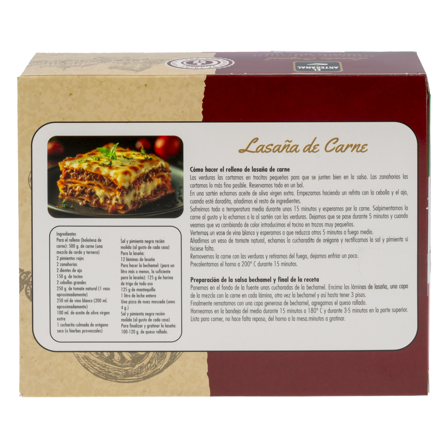 Pasta Para Lasaña Original EL ARTESANAL 400 G