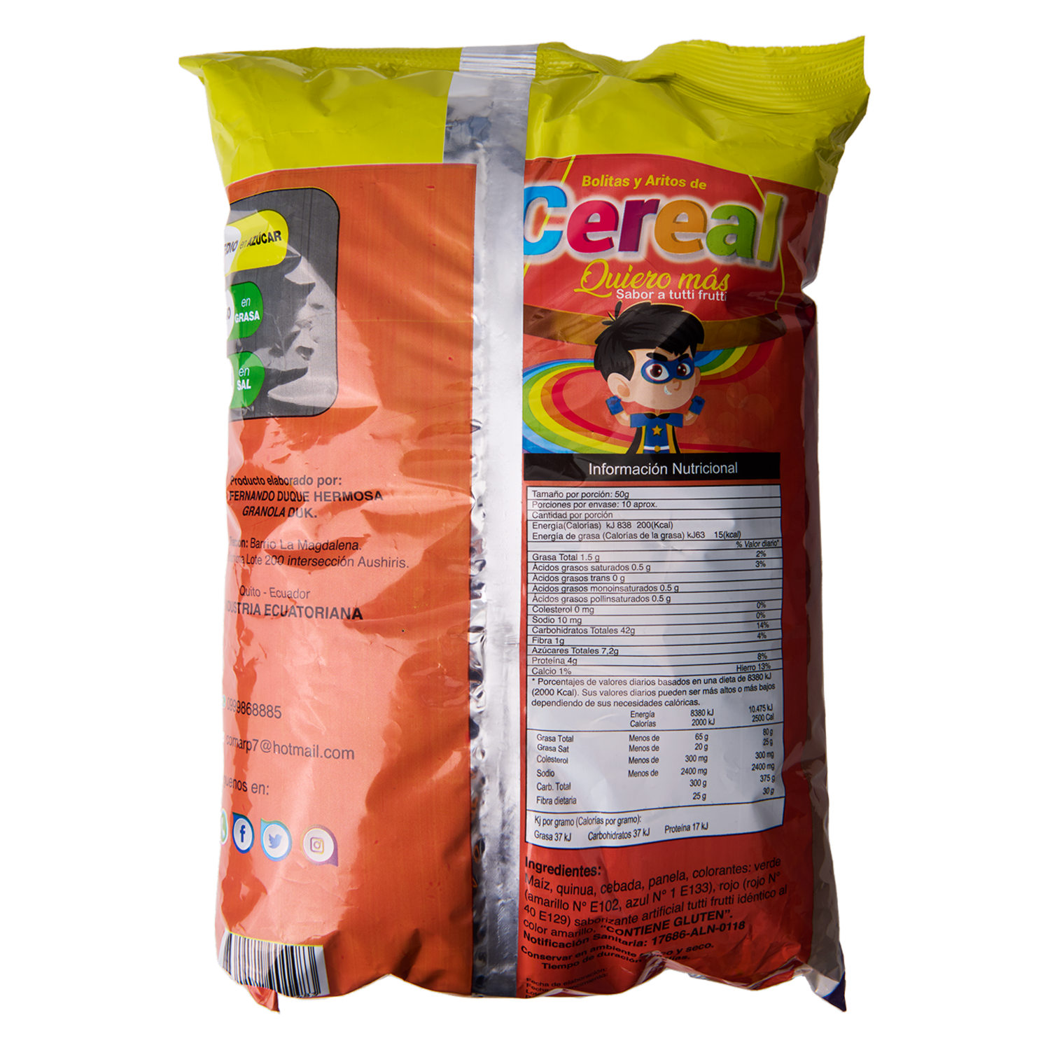 Cereal Sabor A Tutti Frutti QUIERO MAS 500 G