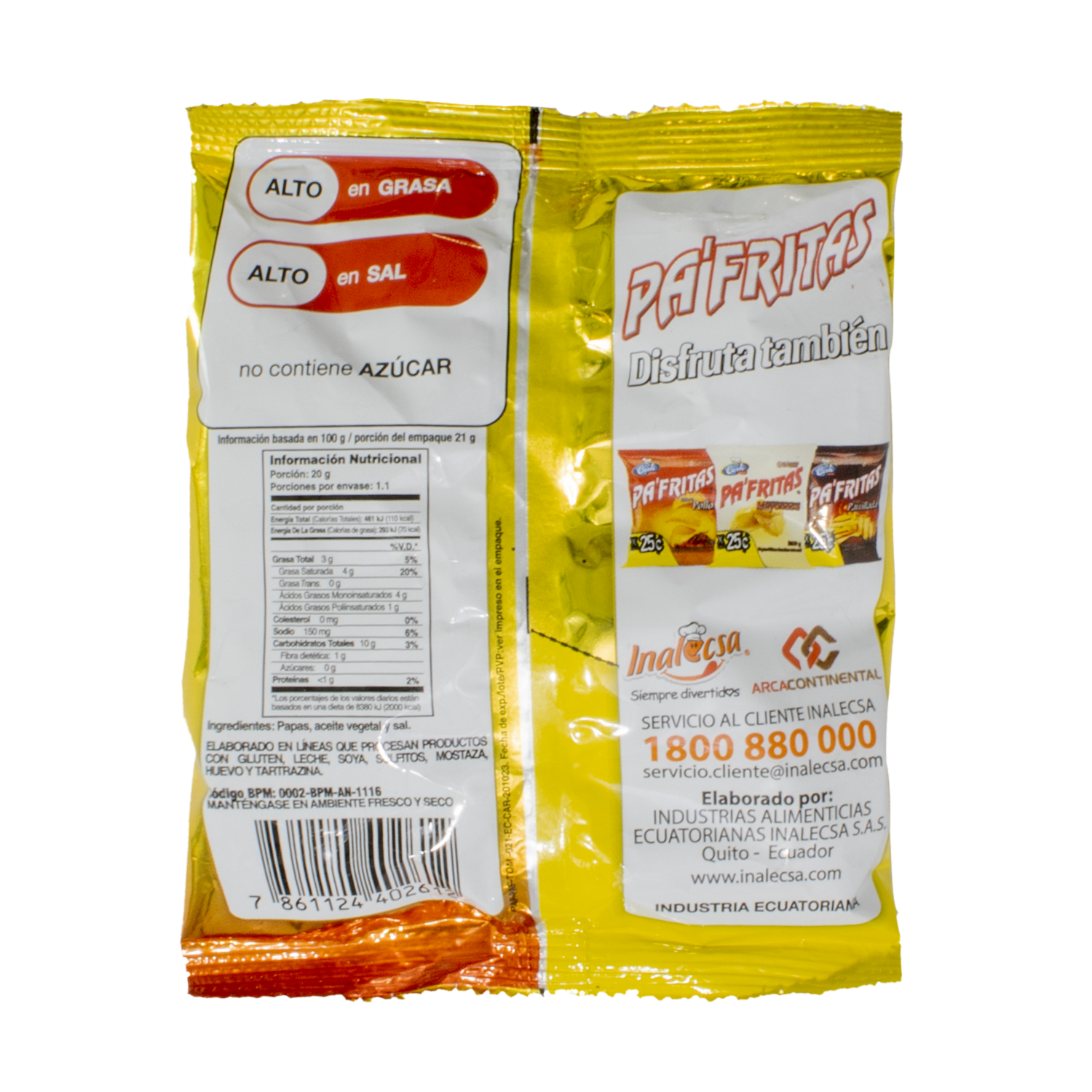 Papas Fritas Sabor A Tomate PA’FRITAS 21 G