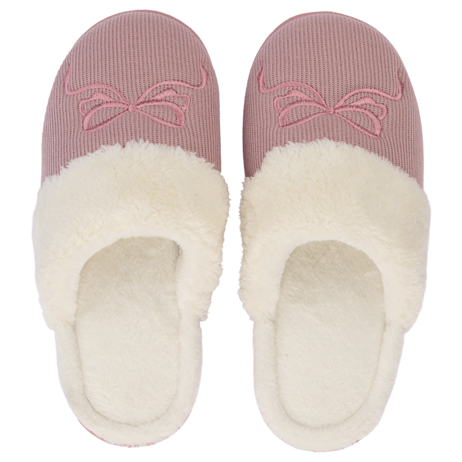 Pantuflas Rosada Bordado Lazo Plata Confortable Suela Antideslizante CM ESENCIAL
