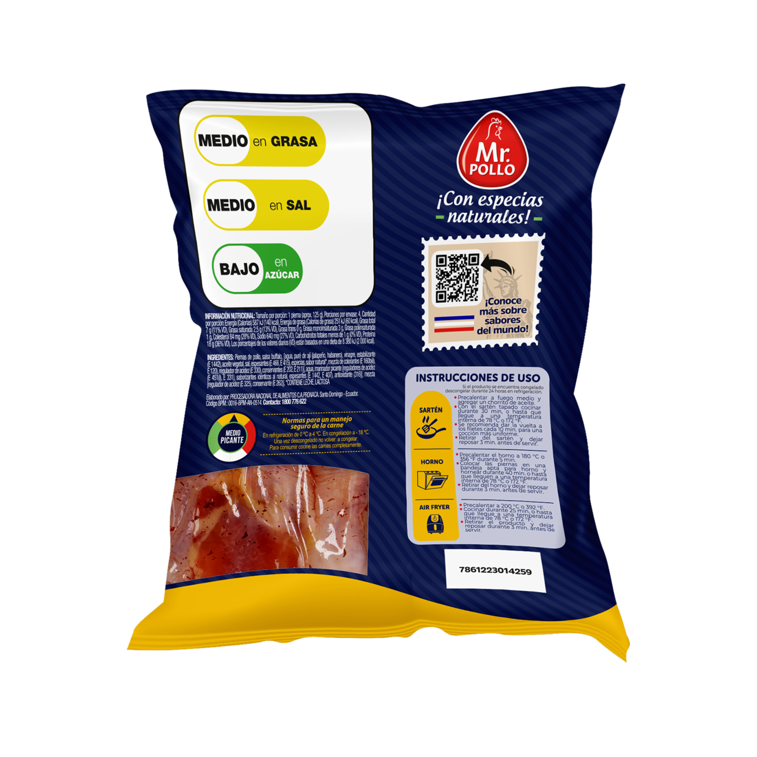Piernas De Pollo Sabor Búfalo Adobados MR. POLLO 600 G