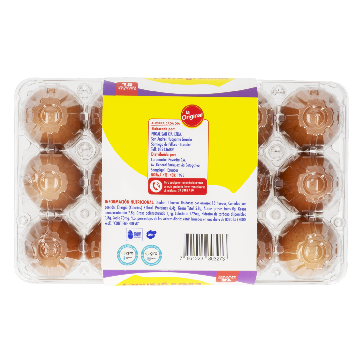 Huevos Extra Grandes LA ORIGINAL X 15 Uds