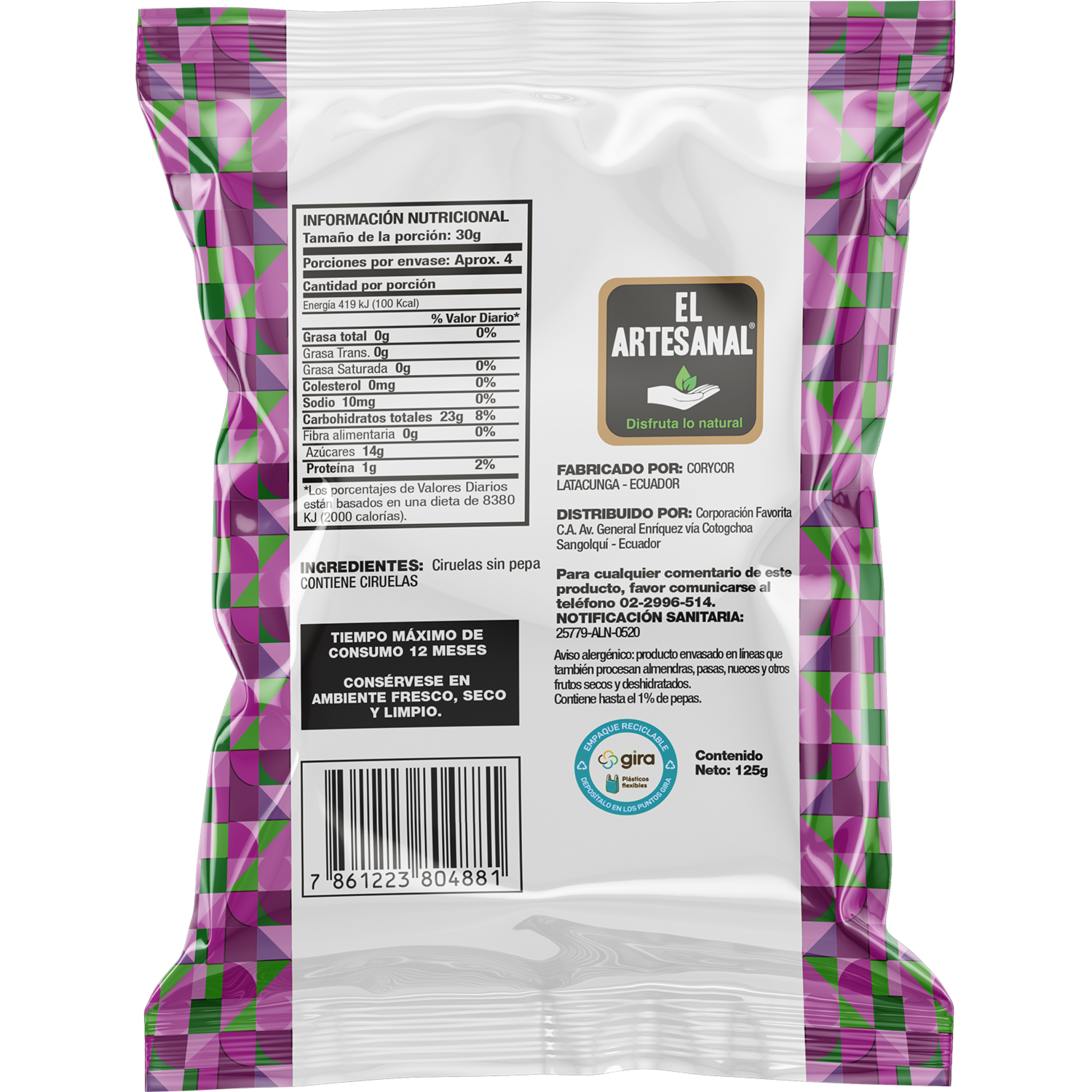 Ciruelas 100% Natural EL ARTESANAL 125G