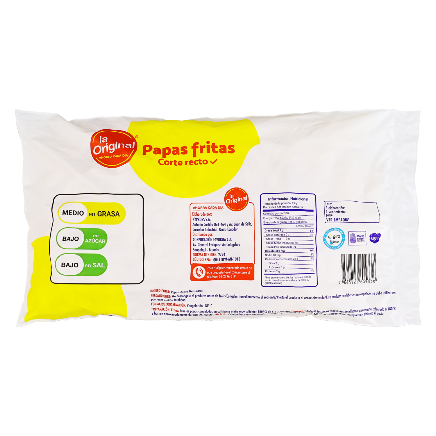 Papas Fritas Corte Recto LA ORIGINAL 1 k G