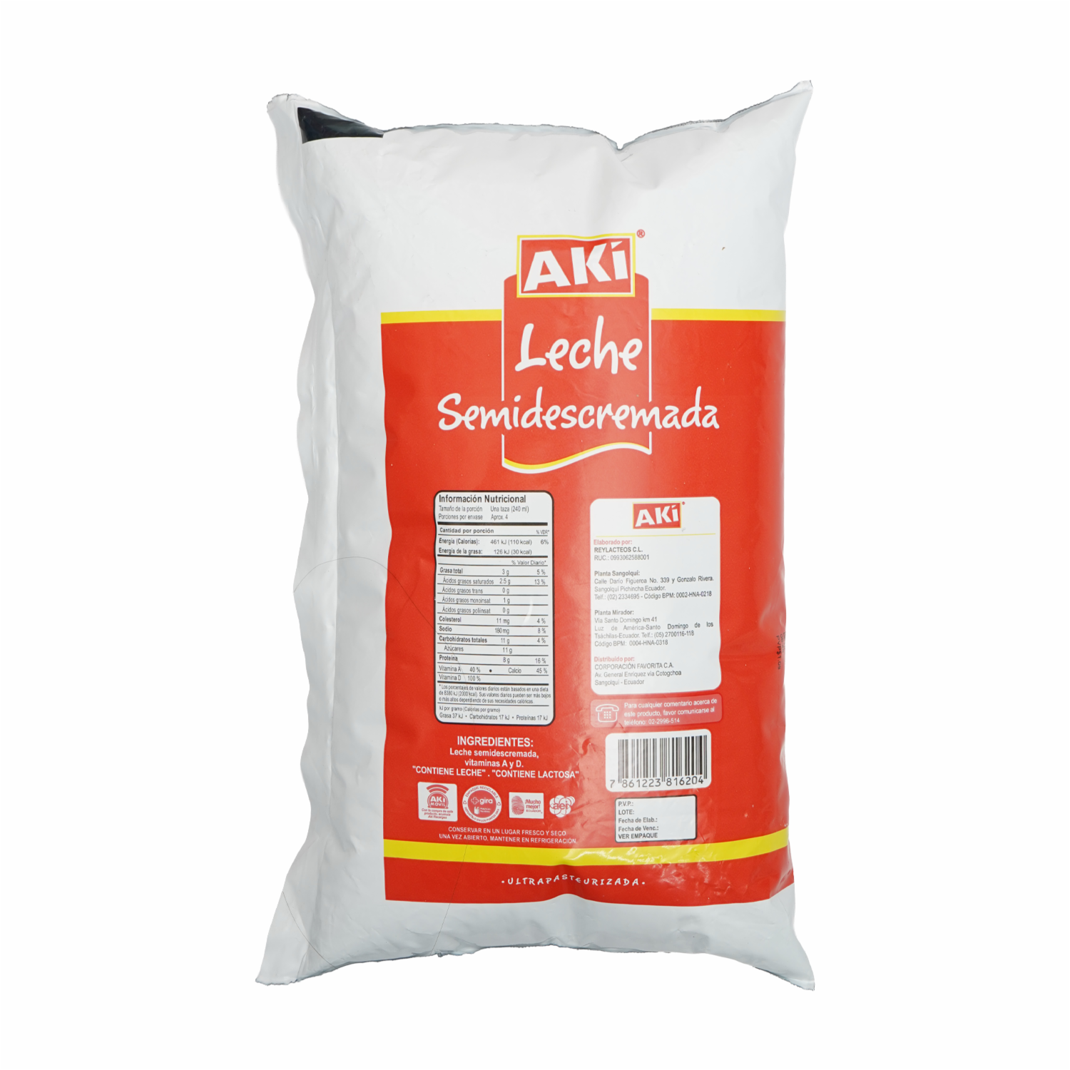 Leche Semidescremada En Funda AKÍ 1000 Ml