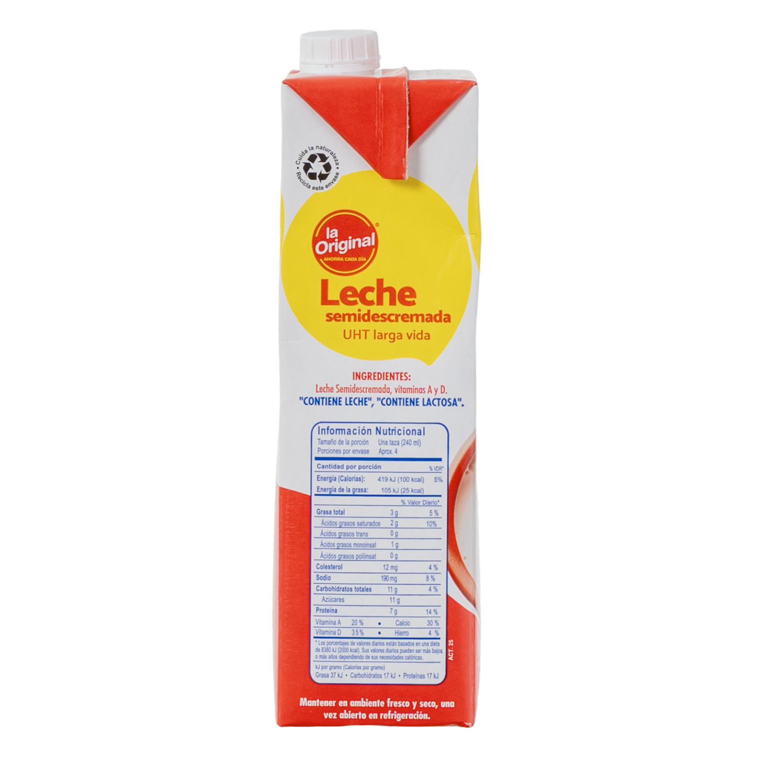 Leche Semidescremada Tetrapack LA ORIGINAL 1000 Ml